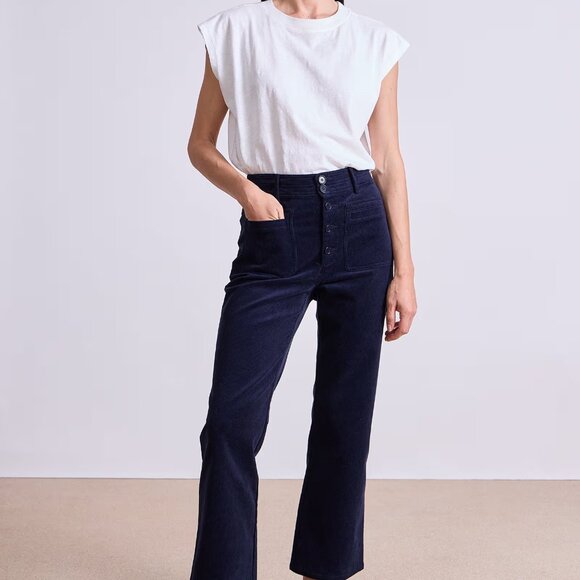 Women's Blue A Piece Apart cropped corduroy pants 4 - Picture 3 of 8